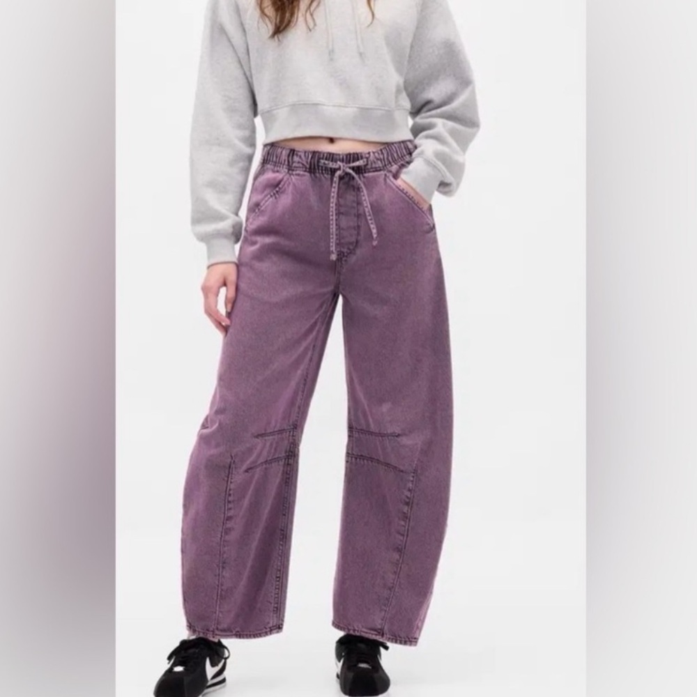 GAP Wide Leg Purple Wash Drawstring Pants